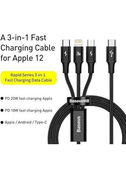 Rapid 3in1 20W 150 cm Şarj Kablosu modelleri