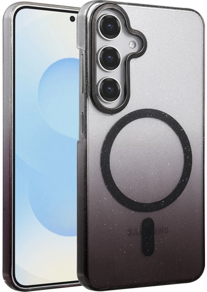 Samsung Galaxy S25 Kılıf Simli Shinys Glossy Manyetik Şarjlı Kapak