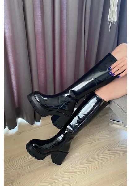 Kadın Oslo Siyah Rugan 8 cm Topuklu Yandan Fermuarlı Çizme fiyatları