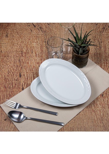 Bahar Dalı 2 Parça 30 cm Kayık Tabak, Şık ve Sade Tasarım