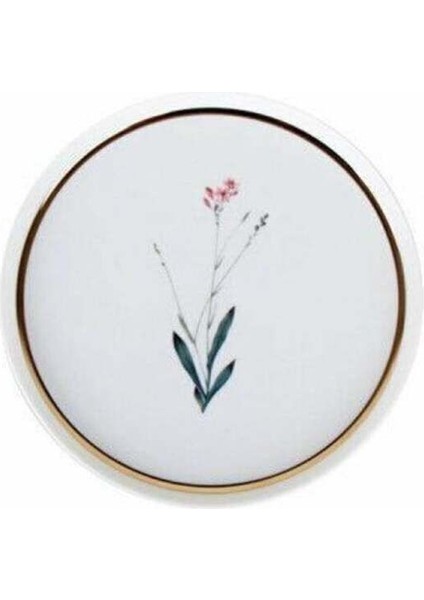 Doğal Çiçek Desenli 21CM Düz Tabak, Şık ve Zarif Tasarım