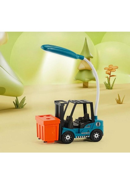 Sevimli Forklift Tasarımlı Çocuk Odası Masa Lambası, Gece Lambası, Kalemlik ve Şarj Özelliği