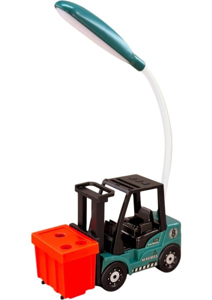Sevimli Forklift Tasarımlı Çocuk Odası Masa Lambası, Gece Lambası, Kalemlik ve Şarj Özelliği fiyatları