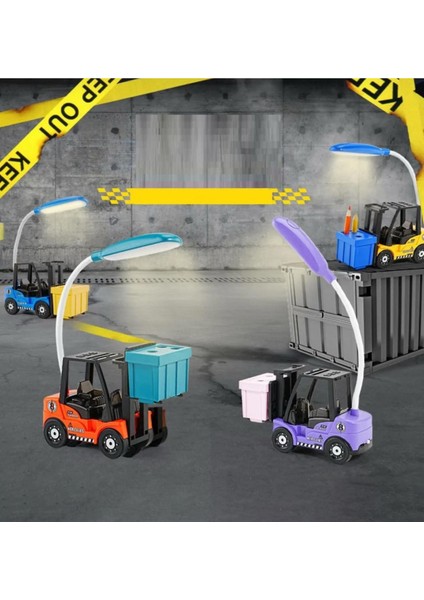 Sevimli Forklift Tasarımlı Çocuk Odası Masa Lambası, Gece Lambası, Kalemlik ve Şarj Özelliği modelleri