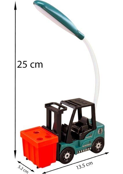 Sevimli Forklift Tasarımlı Çocuk Odası Masa Lambası, Gece Lambası, Kalemlik ve Şarj Özelliği fırsatları