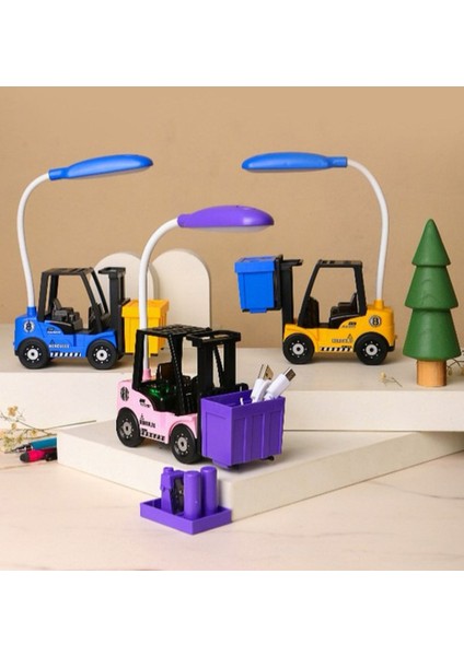 Sevimli Forklift Tasarımlı Çocuk Odası Masa Lambası, Gece Lambası, Kalemlik ve Şarj Özelliği indirimleri