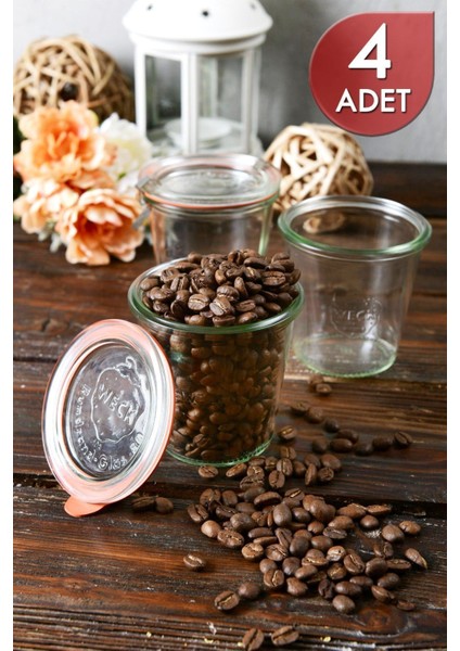 290 ml Cam Saklama Kavanoz Seti, 4 Adet, Şık ve Kullanışlı Depolama Çözümü