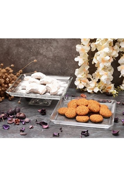 Turuncu 2'li Ayaklı ve Düz Sunum Tabağı Seti, Şık ve Kullanışlı Tasarım