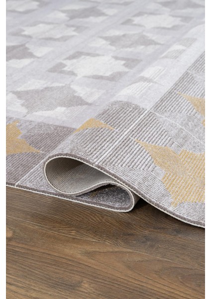 Trend TR008A Gri Halı Gold Detaylı Klasik Geometrik Desenli Akrilik Yumuşak Salon Halısı modelleri