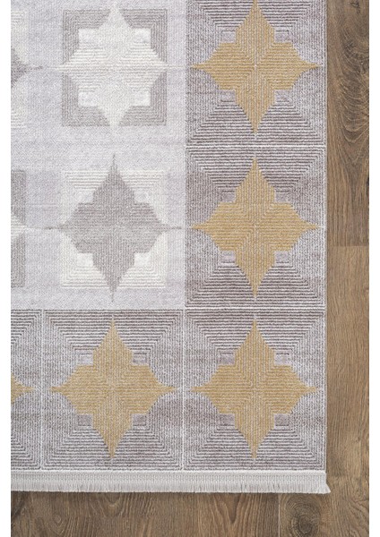 Trend TR008A Gri Halı Gold Detaylı Klasik Geometrik Desenli Akrilik Yumuşak Salon Halısı indirimleri