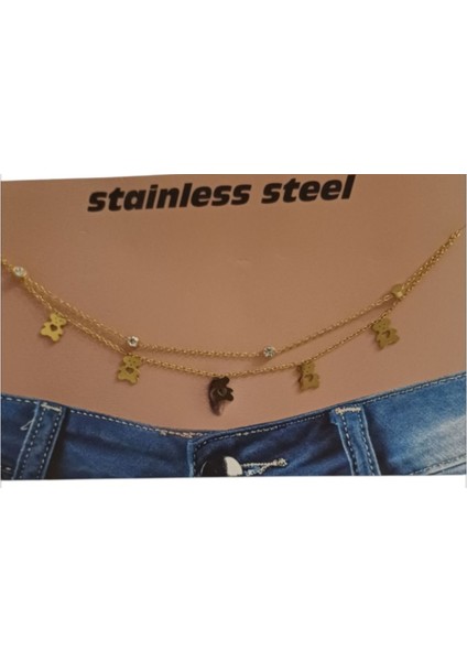 Kadın Ayıcık Figürlü Çelik Bel Zinciri
