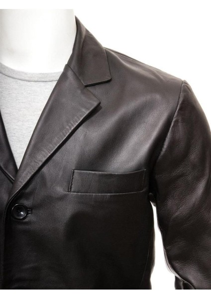 Hakiki Deri Siyah Erkek Deri Blazer: Leskovac modelleri