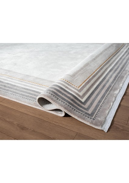 Fresco FC001G Gri Çerçeveli Halı Modern Desen 100 Tarak Viskon Parlak Yumuşak Ipek Serisi fırsatları
