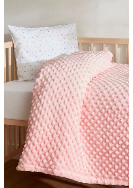 Yumuşak Bebek Battaniye, 90X110 Cm, Pembe, Tomurcuk Desenli, Rahat ve Şık