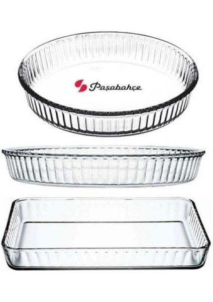 Beyaz 3'lü Fırın Tepsisi Seti, Dayanıklı ve Pratik Kullanıma Uygun