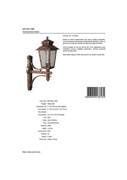 68211 Bahçe Aplik, 60 W, Kahverengi modelleri