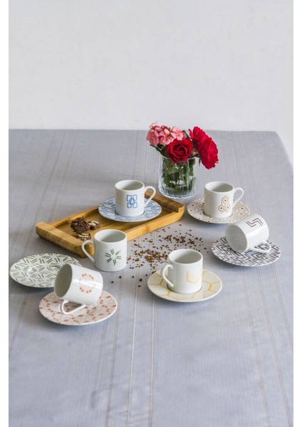 Beyaz 6 Kişilik 12 Parça 90CC Kahve Fincan Takımı fiyatları