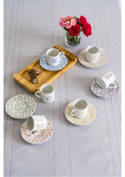 Beyaz 6 Kişilik 12 Parça 90CC Kahve Fincan Takımı modelleri