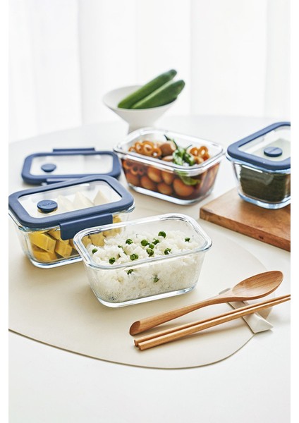 1200 ml Mavi Vakumlu Cam Saklama Kabı, Sağlıklı ve Şık Mutfak Gereci