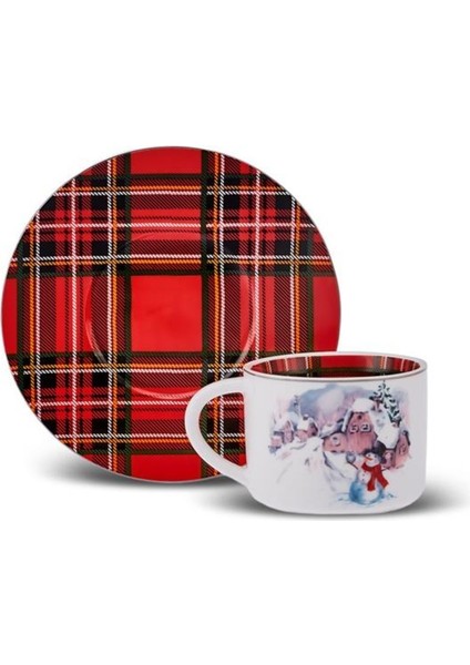 Yeşil Ekoseli 2 Kişilik 230 ml Çay Fincanı, Şık ve Kullanışlı Tasarım. fiyatları