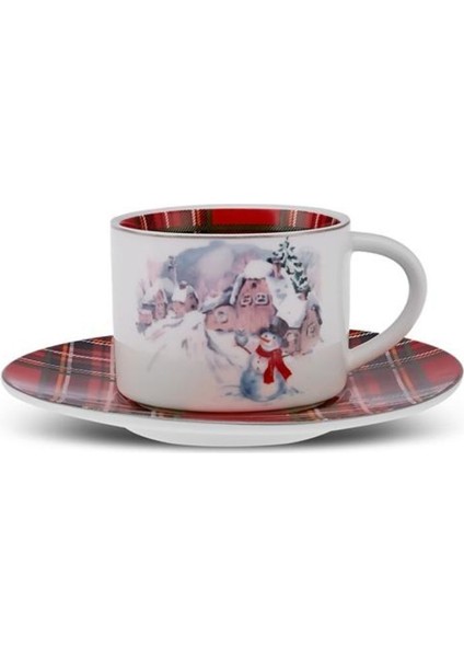 Yeşil Ekoseli 2 Kişilik 230 ml Çay Fincanı, Şık ve Kullanışlı Tasarım.