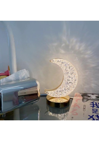 Şarjlı Ay Kristal Elmas Masa Lambası, Dokunmatik, Akrilik, Led, Romantik Gece Işığı modelleri