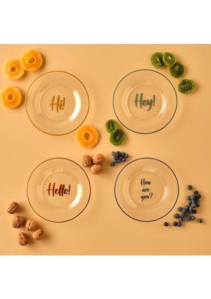 Çok Renkli 4'lü Pasta Tabağı Seti, 19 Cm, Şık ve Renkli Sunumlar Için Mükemmel