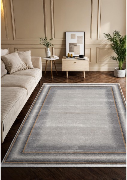 Vogue VG006G Gri Çerçeveli Modern Renk Desen 100 Tarak Viskon Salon Halısı Ipek Serisi fiyatları