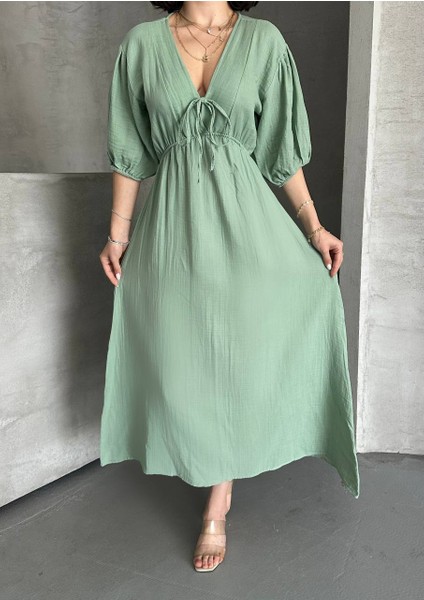 100PAMUK Müslın Pamuk Kal Lastikli Elbise modelleri