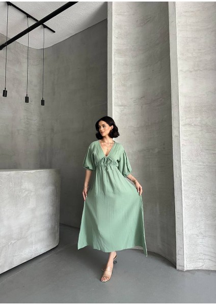 100PAMUK Müslın Pamuk Kal Lastikli Elbise fırsatları