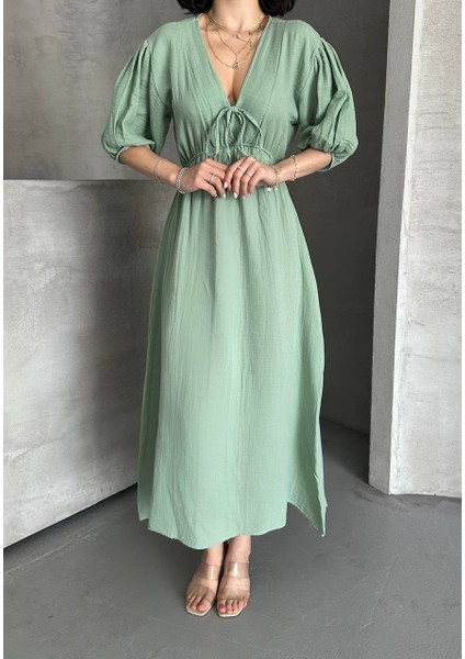 100PAMUK Müslın Pamuk Kal Lastikli Elbise indirimleri