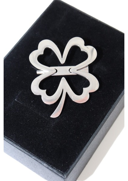 Çelik Silver Dört Yaparaklı Yonca Broş. Yaka Iğnesi Yonca Broş. Erkek Broş. Kadın Broş. Yonca Broş.