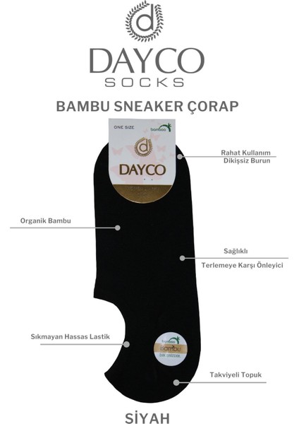 Bayan Premium Bambu Sneakers Görünmez Spor Çorap 4'lü Siyah fiyatları