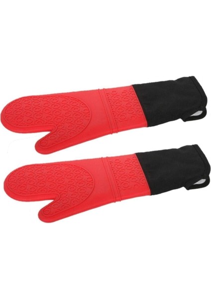 Kırmızı Silikon Mutfak Eldiveni, Yanmaz, 41.5 Cm, Güçlü ve Dayanıklı Koruma