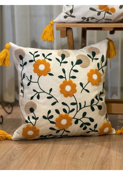 4'lü Punch Işlemeli Nakışlı Dekoratif Kırlent Kılıfı modelleri