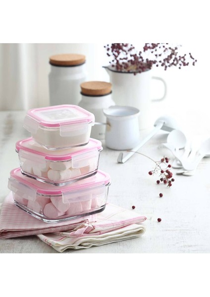 Pembe 3'lü Saklama Kabı Seti, Pratik ve Şık Mutfak Gereçleri