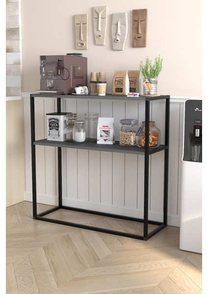 2 Raflı Mutfak Standı Kahve Köşesi Mutfak Rafı Mutfak Bangosu Antrasit fiyatları