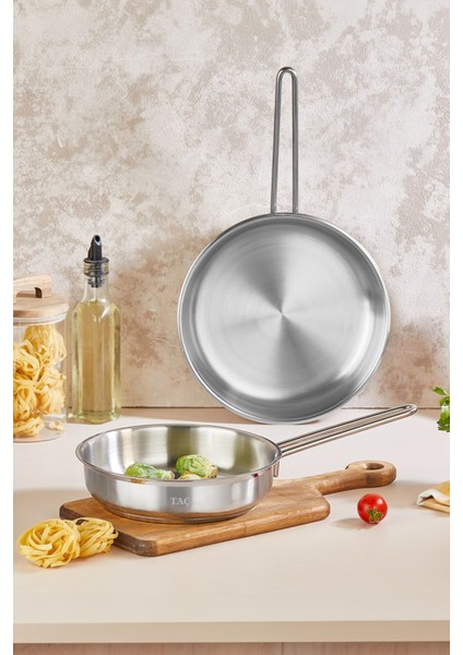 Gri 26 cm Indüksiyon Tabanlı Çelik Tava, Dayanıklı ve Şık Mutfak Gereci