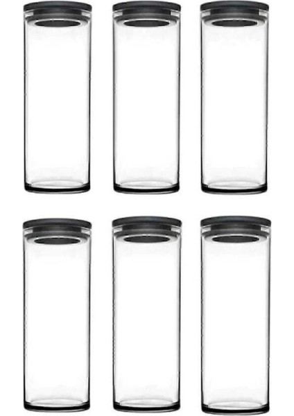 Vakumlu Cam Kavanoz Seti, 6'lı, 1230 Cc, Gri, Temiz ve Şık Tasarım