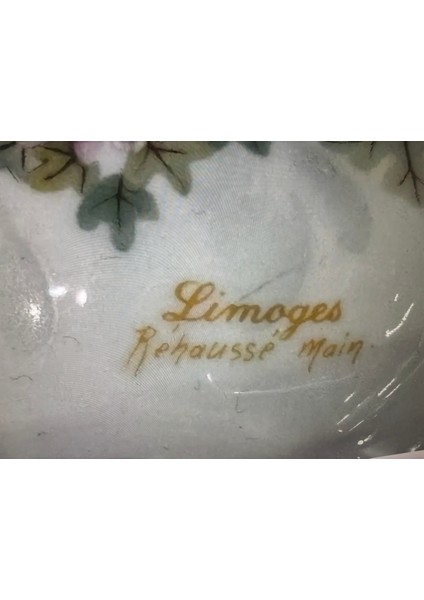 Limoges Rehausse Main El Boyama Sunumluk Şekerlik Kase - 19 cm x 12 cm x 6 cm