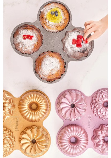 Altın Renkli Çok Amaçlı 4'lü Kek Kalıbı, Kullanışlı ve Şık Tasarım fırsatları