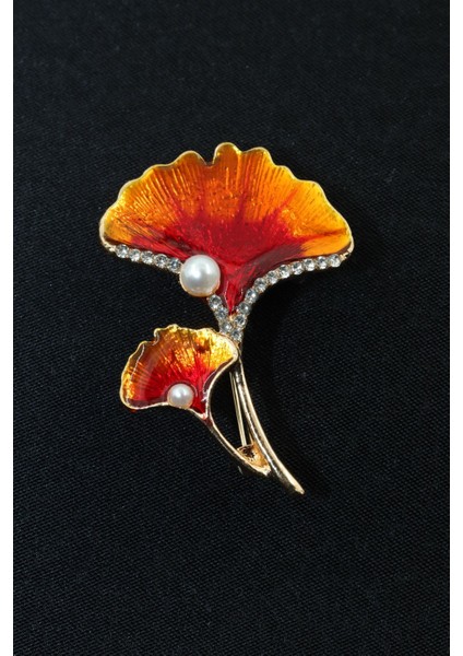 Ginkgo Yaprağı Incili Taşlı Broş. Yaka Iğnesi Broş. Kadın Broş. Çiçek Broş. Ginkgo Broş. Gold Broş. modelleri