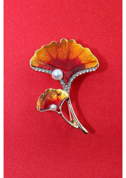 Ginkgo Yaprağı Incili Taşlı Broş. Yaka Iğnesi Broş. Kadın Broş. Çiçek Broş. Ginkgo Broş. Gold Broş. fırsatları