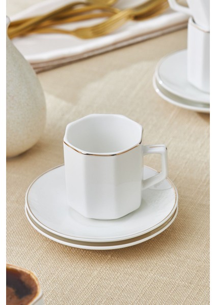 6 Kişilik Beyaz Kahve Fincan Takımı, 80 Ml, Şık ve Zarif Tasarım