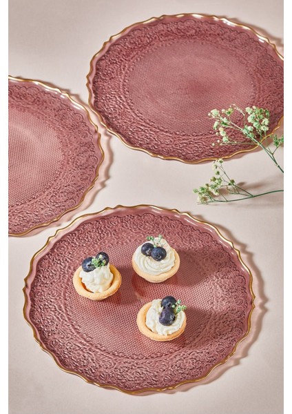 Mor 6'lı Goblen Pasta ve Tatlı Tabağı Seti, Şık ve Zarif Tasarım fiyatları