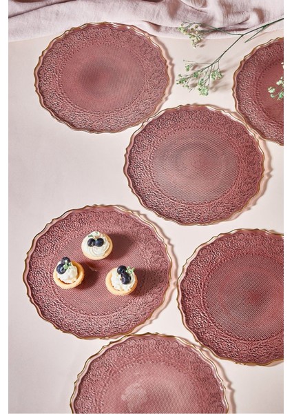 Mor 6'lı Goblen Pasta ve Tatlı Tabağı Seti, Şık ve Zarif Tasarım modelleri