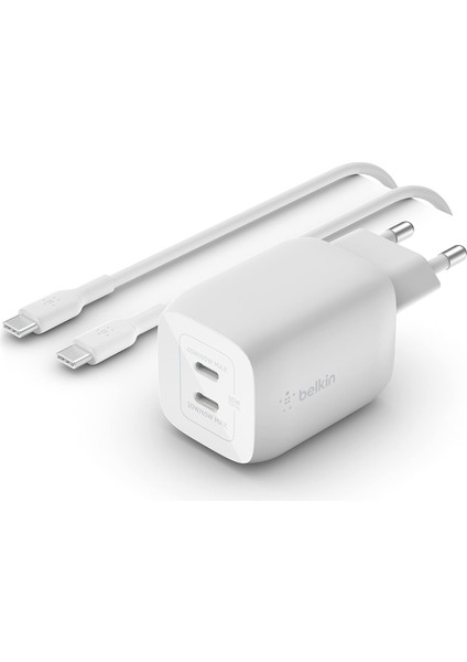 65W Dual USB Type C Duvar Şarj Cihazı, USB C-C Ara Kablosu Dahil, Gan Teknolojisi ile Hızlı Şarj Güç Dağıtımı 3.0, USB C Fişi ve iPhone 16, Ipad, Macbook, Galaxy, Pixel Vb. Için USB Şarj Cihazı