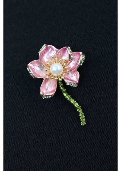 Incili Pembe Açelya Broş. Yaka Iğnesi Açelya Çiçeği Broş Taşlı Açelya Broş Kadın Broş. Açelya Broş. fırsatları