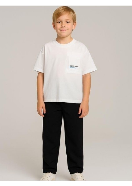 Erkek Çocuk Cep Detaylı Oversize Kalıp T-Shirt