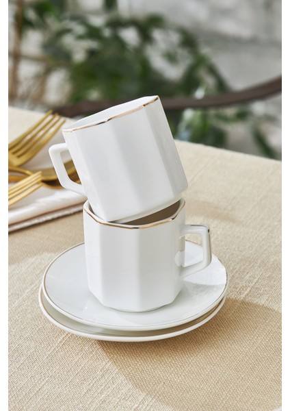 6 Kişilik Beyaz Kahve Fincan Takımı, 80 Ml, Şık ve Zarif Tasarım fırsatları